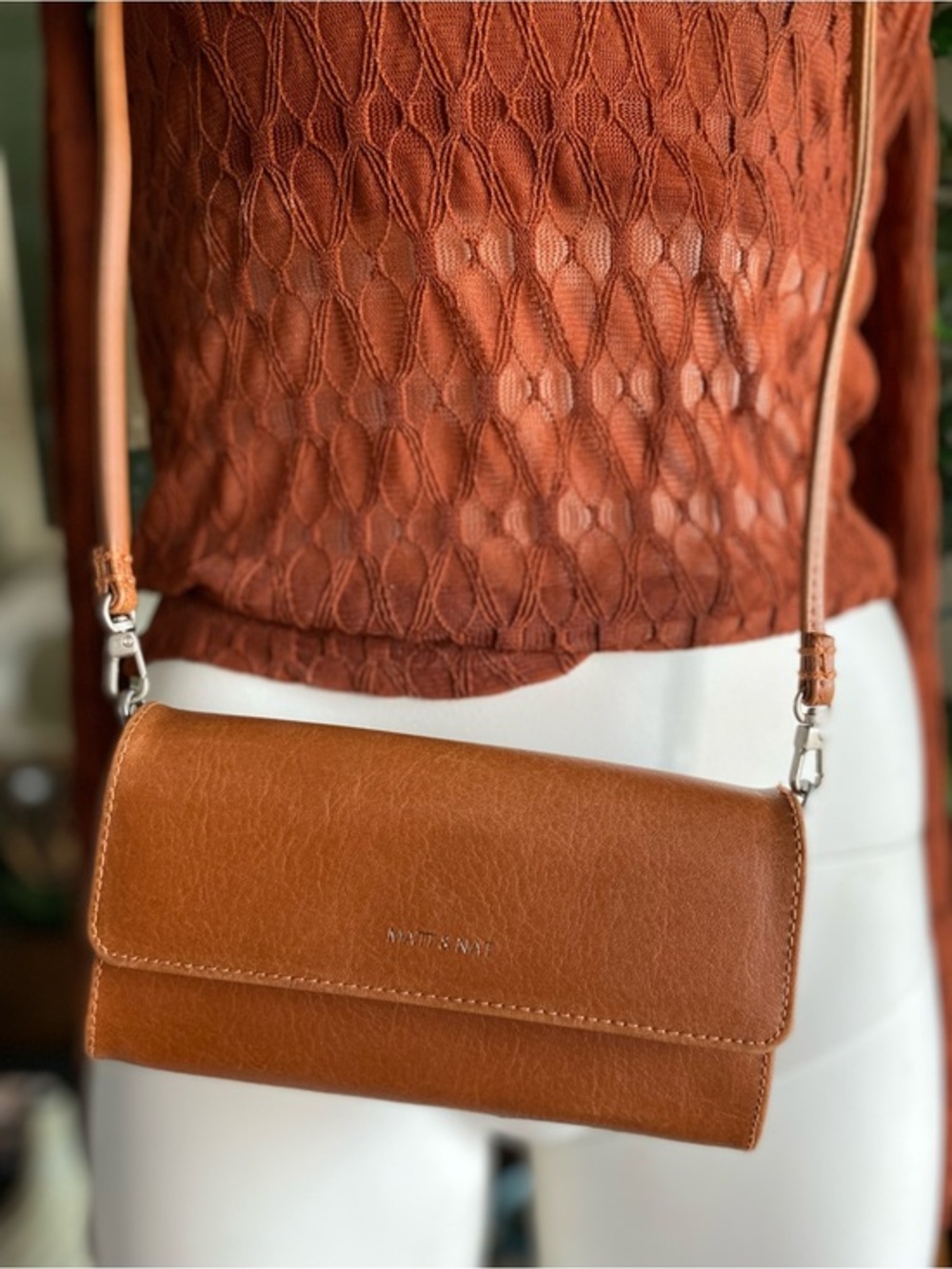 Matt & Nat Cognac Brown Crossbody Wallet